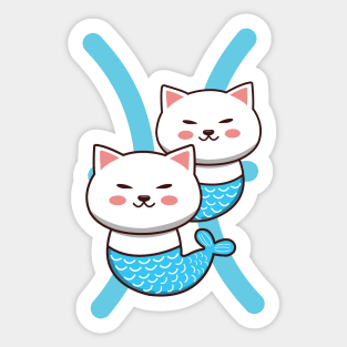 Pisces Zodiac Cat Sticker